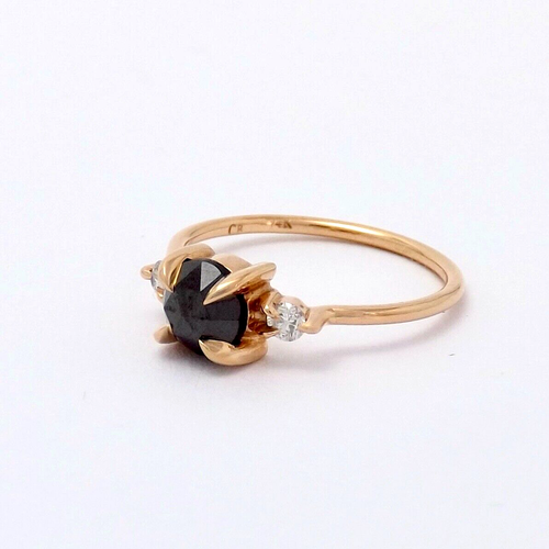 Catbird 14K Rotgold schwarzer Diamant Odile der Schwan Verlobungsring zertifiziert - Bild 7 von 10