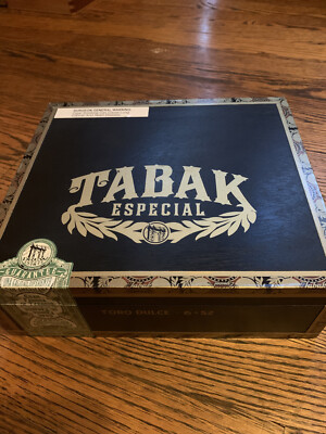 Handsome EUC Tabak Especial Cigar Box Toro Dulce Matted Black And Gold 9 x8 x3 