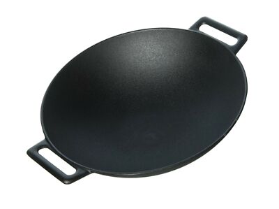 Jim Beam 12'' Pre Seasoned Heavy Duty Construction Cast Iron Grilling Wok, Jim Beam 12'' Pre Seasoned Heavy Duty Construction Cast Iron Grilling Wok,