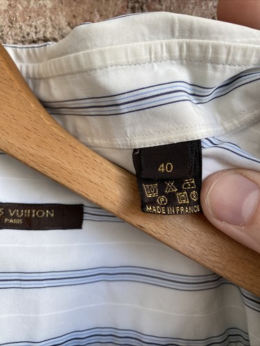 Louis Vuitton Mens Shirt, White & Blue Stripes, Sz 40 Medium France - Picture 10 of 10