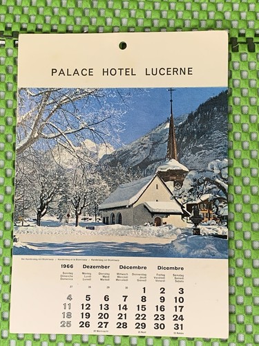 SWITZERLAND LUCERNE Vintage 1966 Calendar PALACE HOTEL LUCERNE Europe - Picture 14 of 16