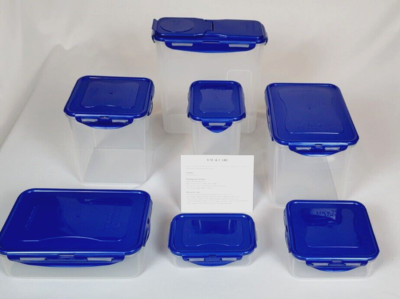 LocknLock NEW 7-Piece Cobalt Multi-Purpose Polypropylene Stackable Storage Set