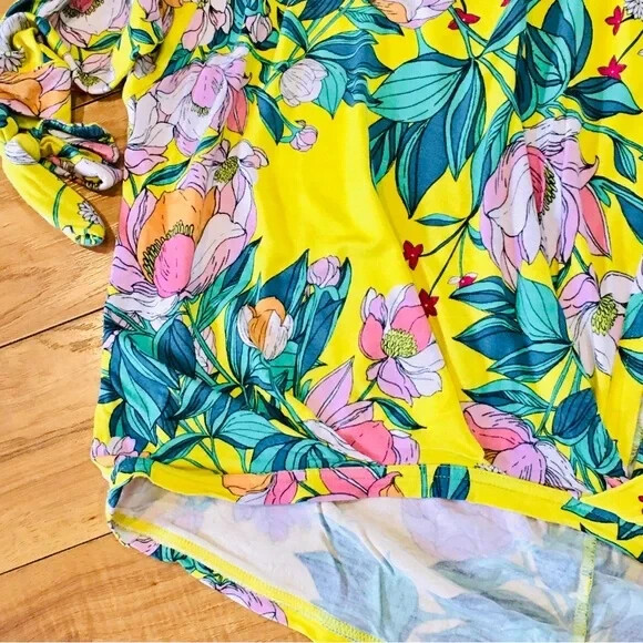 Free People yellow floral flower pink beach cotta… - image 11