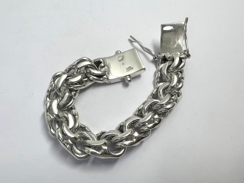 Bracciale Catena Garibaldi Argento Sterling 925 Pesante Taxco Messicano. 7", 193 grammi - Foto 7 di 16