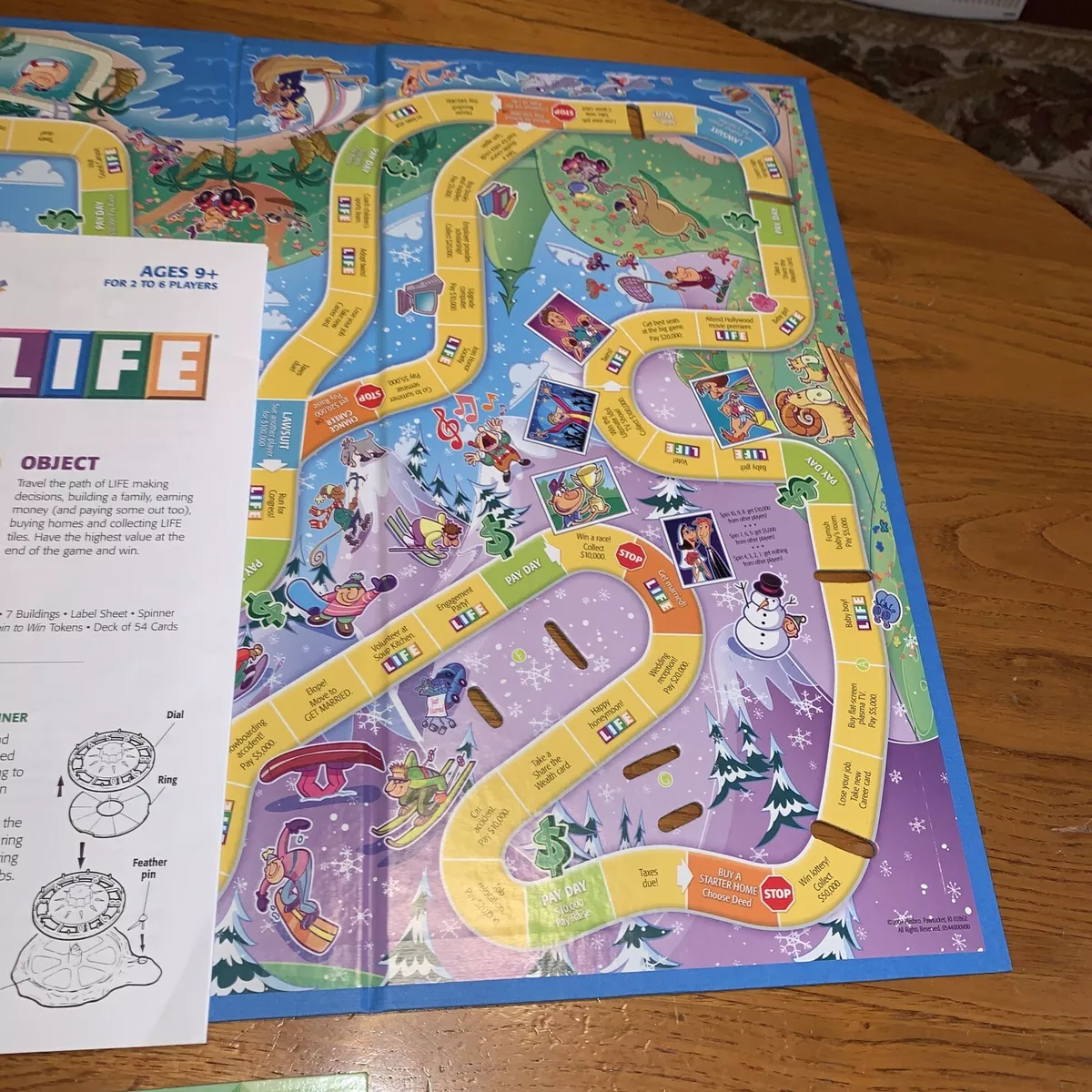 THE game of LIFE game board and instructions only 2007 replacement pieces