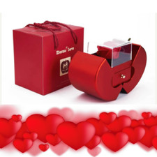 Valentines Red Love Heart Velvet Rin Box Holder Gift Romance Engagement Wedding