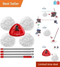 O-Cedar EasyWring Spin Mop Replacement Part Set - 1 Handle, 4 Microfiber Refills