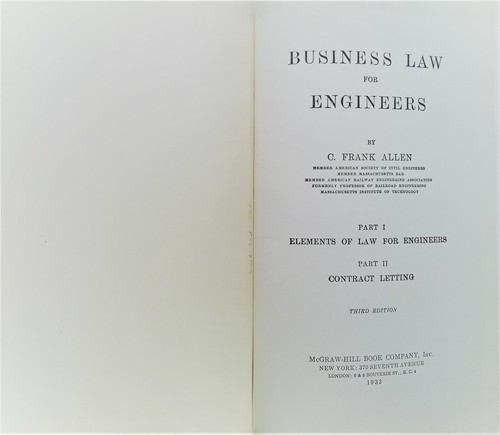 Business Law for Engineers by C. Frank Allen 1933 (HC) - Picture 5 of 8