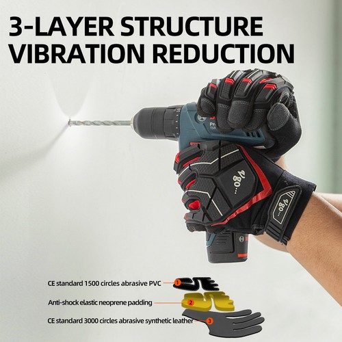 VGO 1 Paar Kunstleder Arbeitshandschuhe, strapazierfähige Mechanikerhandschuhe (SL9722) - Bild 4 von 6