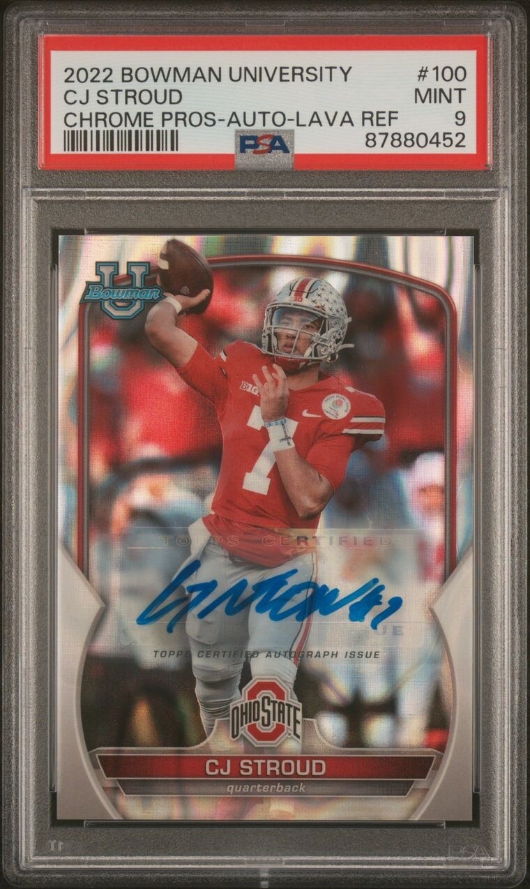 CJ STROUD #13/199 2022 BOWMAN CHROME U LAVA REFRACTOR AUTO PSA 9 Low POP 13