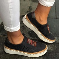 Womens Slip On Pumps Trainers Loafers Ladies Sneaker Flat Casual Shoes Size UK