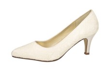 Rainbow Club Britt Brautschuhe Hochzeit Pumps Satin Spitze Gr 39,5 Ivory / Creme