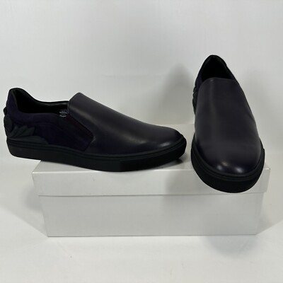 Versace Collection Baroque Slip On Sneakers Shoes Purple Men's Size 11M