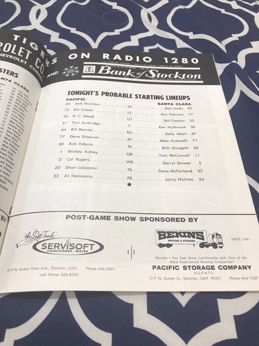 1968 Vintage Pacific versus Santa Clara Football Program - Bild 4 von 5