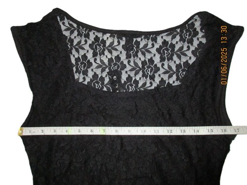 Top vintage Eye Candy nero floreale pizzo schiena XL cappuccio manica collo quadrato scollato NUOVO - Foto 4 di 22