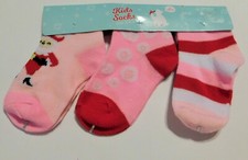 3 pair Girl's Christmas Crew Sock Size 5-6. , Made for Retail