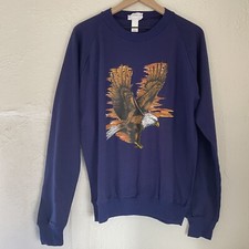 Vtg 80s Sweatshirt Crewneck Pullover Eagle Graphic 1988 Adult Sz XL