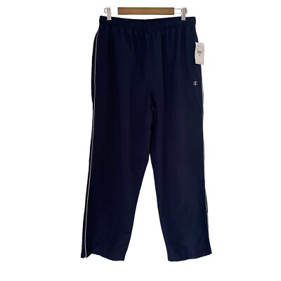 NWT Vintage Champion Warm Up Striped Track Pants Navy Men's Size