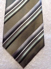 GEOFFREY BEENE MENS TIE DARK GREEN SILVER AND BLUE STRIPES  3.75 X 59 