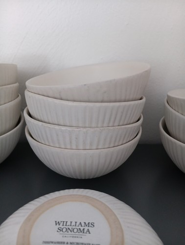 Set 12x Williams-Sonoma Artisan Vertical Ridges HTF Soup Bowls 6" Disc White - 第 5/8 張圖片