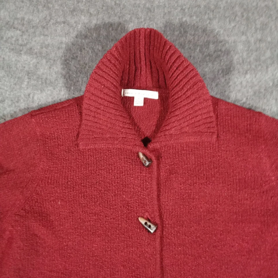 Suéter Debbie Morgan Mujer Extra Grande Rojo Cuello Cárdigan Botón Delantero Foto 2 de 4