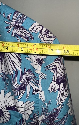 Quiksilver Hawaiian Tshirt Teal Purple Sunflowers Floral cotton blend Tee Sz M - Picture 7 of 12