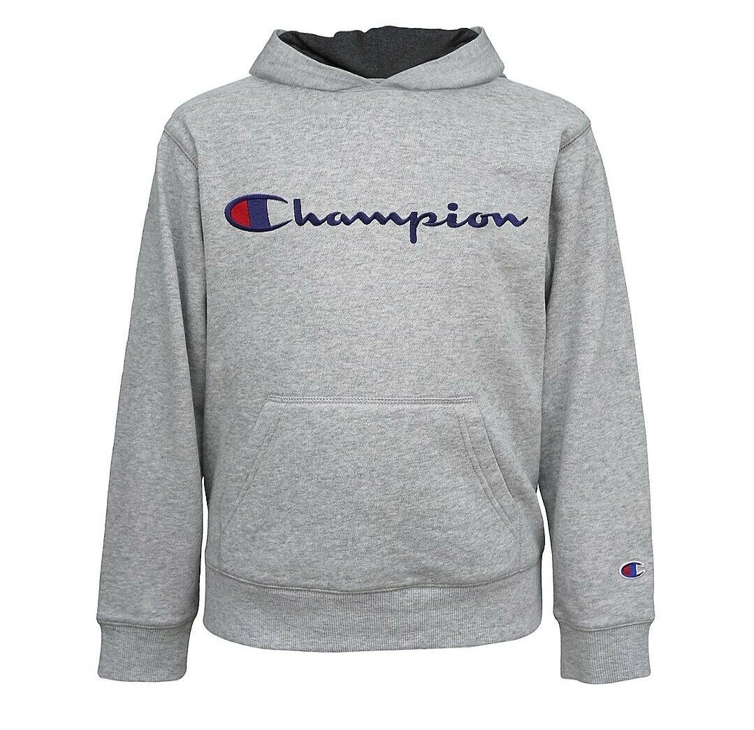 Champion Boys Gray Champion Embroidered Signature Fleece Pullover Hoodie  Size 6