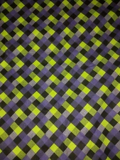 Handmade Bandana PURPLE & GREEN CHECKERBOARD~ BIKER/HOLLOWEEN/CREEPY