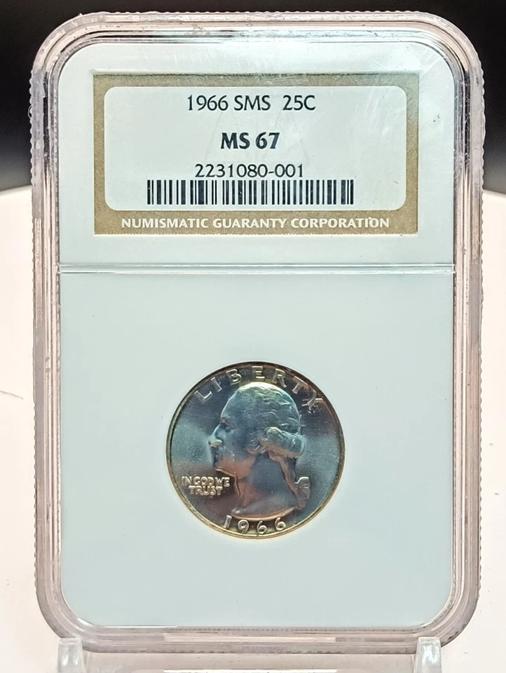 1966 P Washington Quarter 25c - PCGS MS 67 SMS - Lightly Toned - UNC High Grade - Image 2 of 4