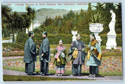 c1950's Chinese Women In Sutro Heights Park San Francisco California CA Postcard