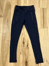 ACTIVE LIFE Size Medium Leggings Running Gym Navy Zip Pockets Compress - NWOT