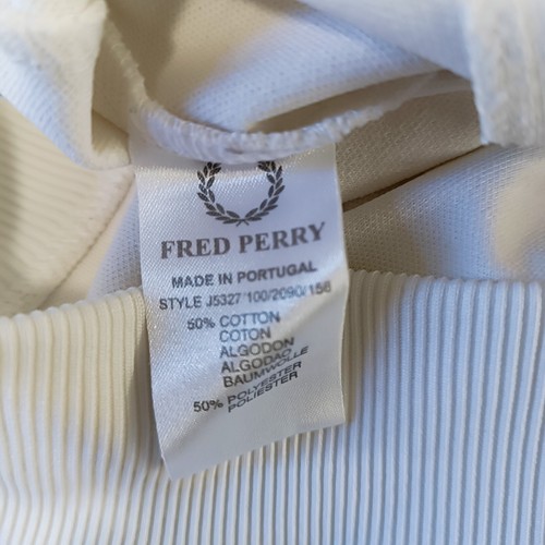 Fred Perry Track Jacket Size M Mens Full Zip Mock Neck white - Picture 9 of 13