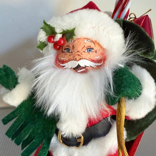 Vintage Annalee Santa Claus in Wooden Sleigh with Toys Christmas 2003 - Picture 2 of 11