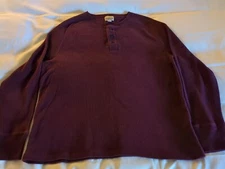 Roebuck & Co. Men's Long Sleeve Burgandy Cotton/Polyester Henley Size XL