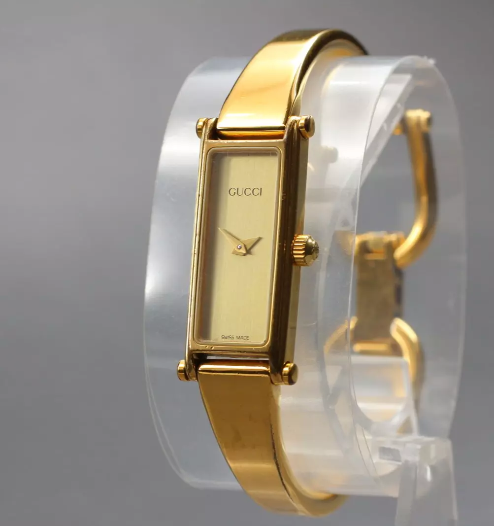 [Exc+5] Montre femme vintage Gucci 1500 cadran doré bracelet quartz du JAPON