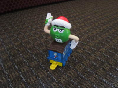 Green M&M Holiday Christmas Train Car Figure Santa Hat Connectable Series 1 