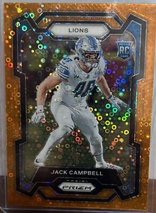 2023 Panini Prizm Jack Campbell RC Orange Disco Prizm #330 Detroit Lions