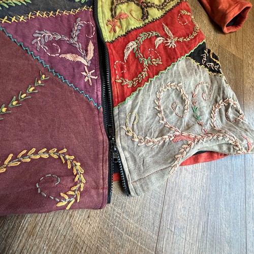 Elan Blac NEPAL Baumwoll Fleece Futter Gr. S Hippie Boho Patchwork Staubmantel Jacke - Bild 6 von 16
