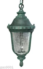 Outdoor Lighting Fixture Hanging Lantern Cast Aluminum Verdigris Exterior  Green