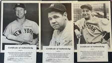 Vintage New York Yankees 8 X 10 Photos - Mickey Mantle, Babe Ruth & Lou Gehrig