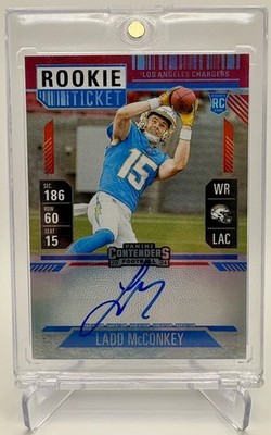 2024 Panini Contenders Ticket Variation Red Ladd McConkey (RC) On Card Auto #110