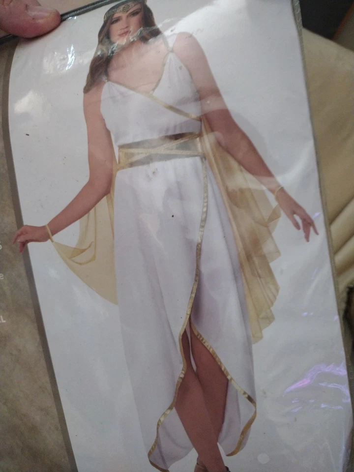 VESTIDO Y CORONA DIOSA GRIEGA Capa y Cinturón Desmontables L/XL Disfraz  Foto 3 de 4