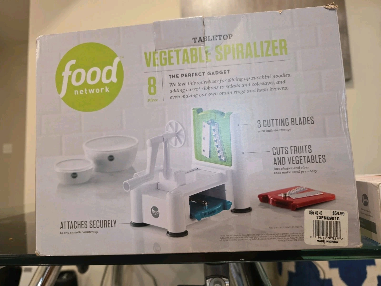 New unopened Food Network 8 Pc Vegetable Spiralizer 2 Bowls & Lids Spiral Cutter