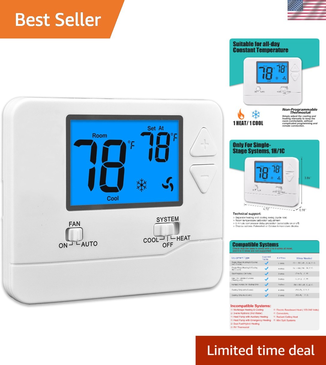 With Blue Backlight For Home Comfort