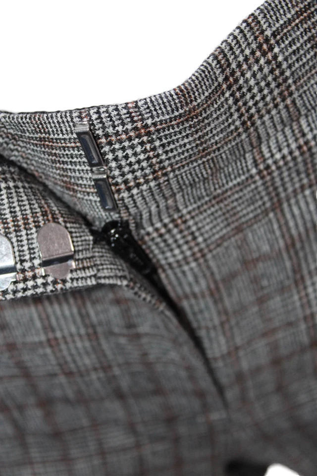 Pantalones de vestir Theory para mujer a cuadros Treeca 2 franela de arce negro marrón lana talla 00 Foto 4 de 4