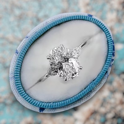 IGI Lab Created Verlobungsring 2,30 ct Ovalschliff Diamant 950 Platin E F VVS2