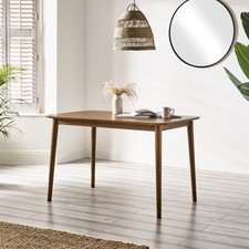 Lynton Walnut Effect Solid Wood Dining Table Modern Mid-Centuary Retro