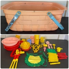 55-Piece Set Amsco Doll E Toys Kitchen Basket Plastic Mixed Lot Vintage Random