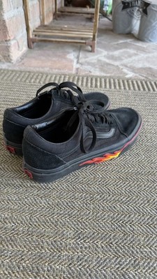 Vans Old Skool Flame Black Lace Up Canvas Suede Unisex Casual Sneakers