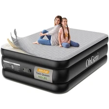 20" Luxury Full Air Mattress with Built-in Pump, Inflatable Bed with Silk Foa...